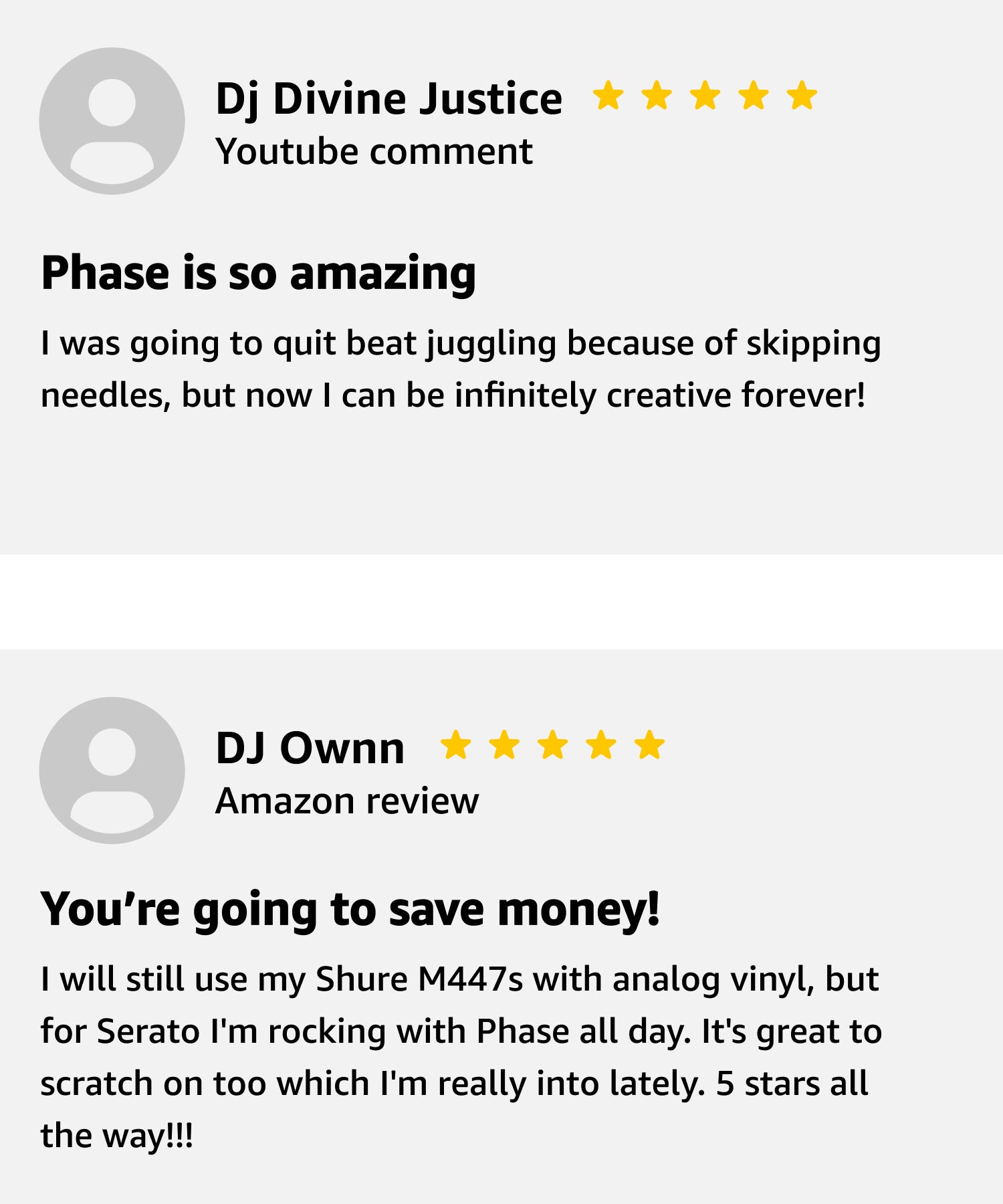 Reviews of Phase from DJ Divine Justice and DJ Ownn